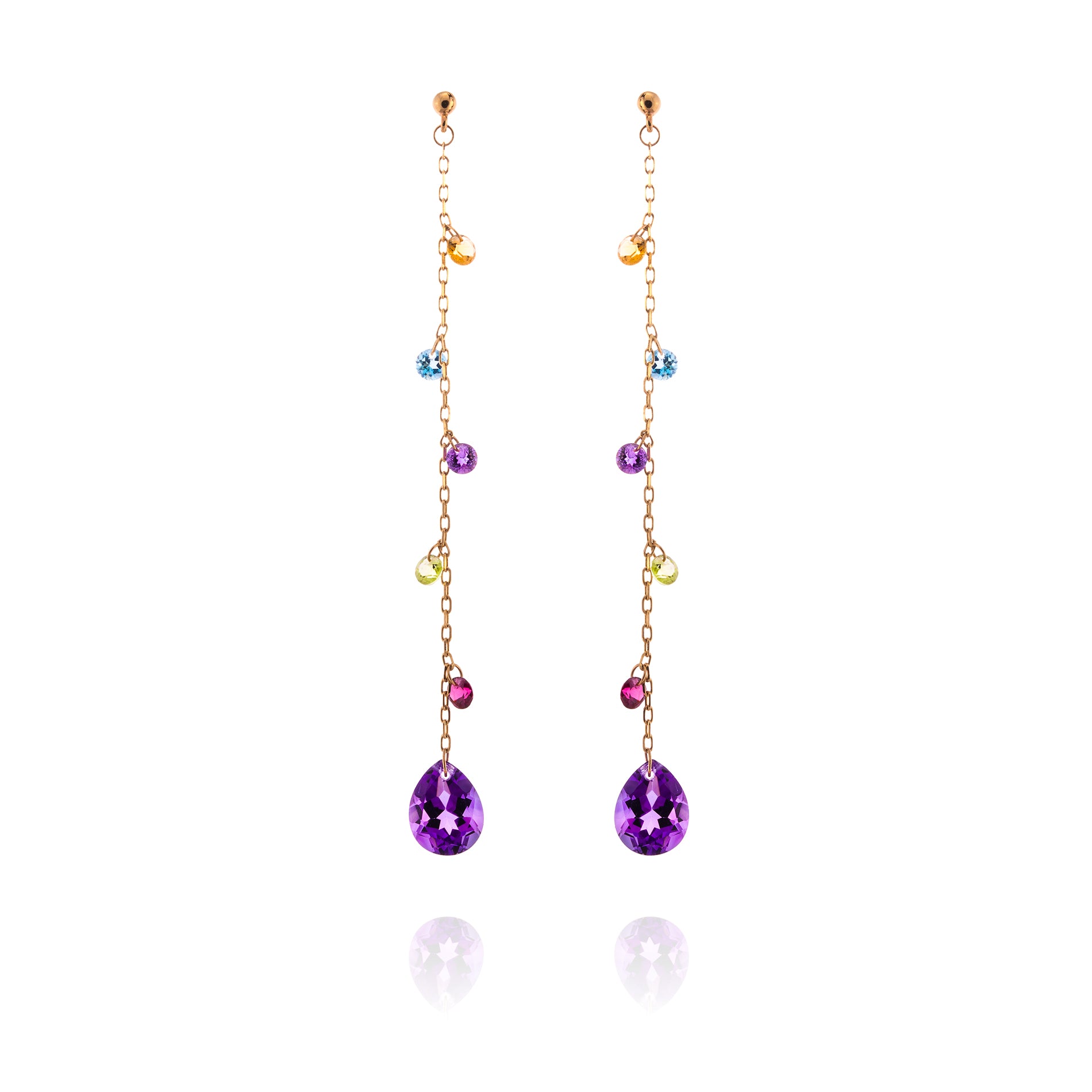14KT oorsieraden met verschillende kleurstenen