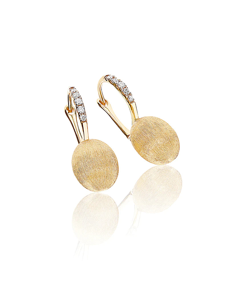 Geelgouden oorsieraden met diamant ''Ciliegine, small''