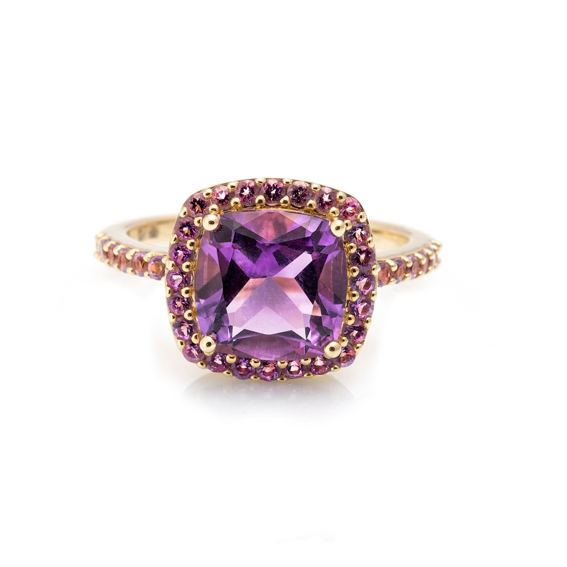 14 karaat geelgouden ring met amethist