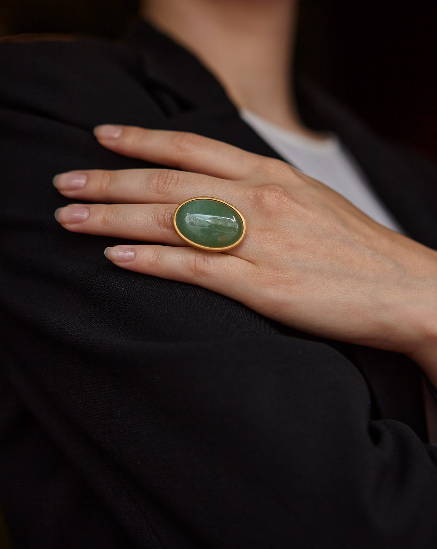 Geelgouden ring met aventurijn