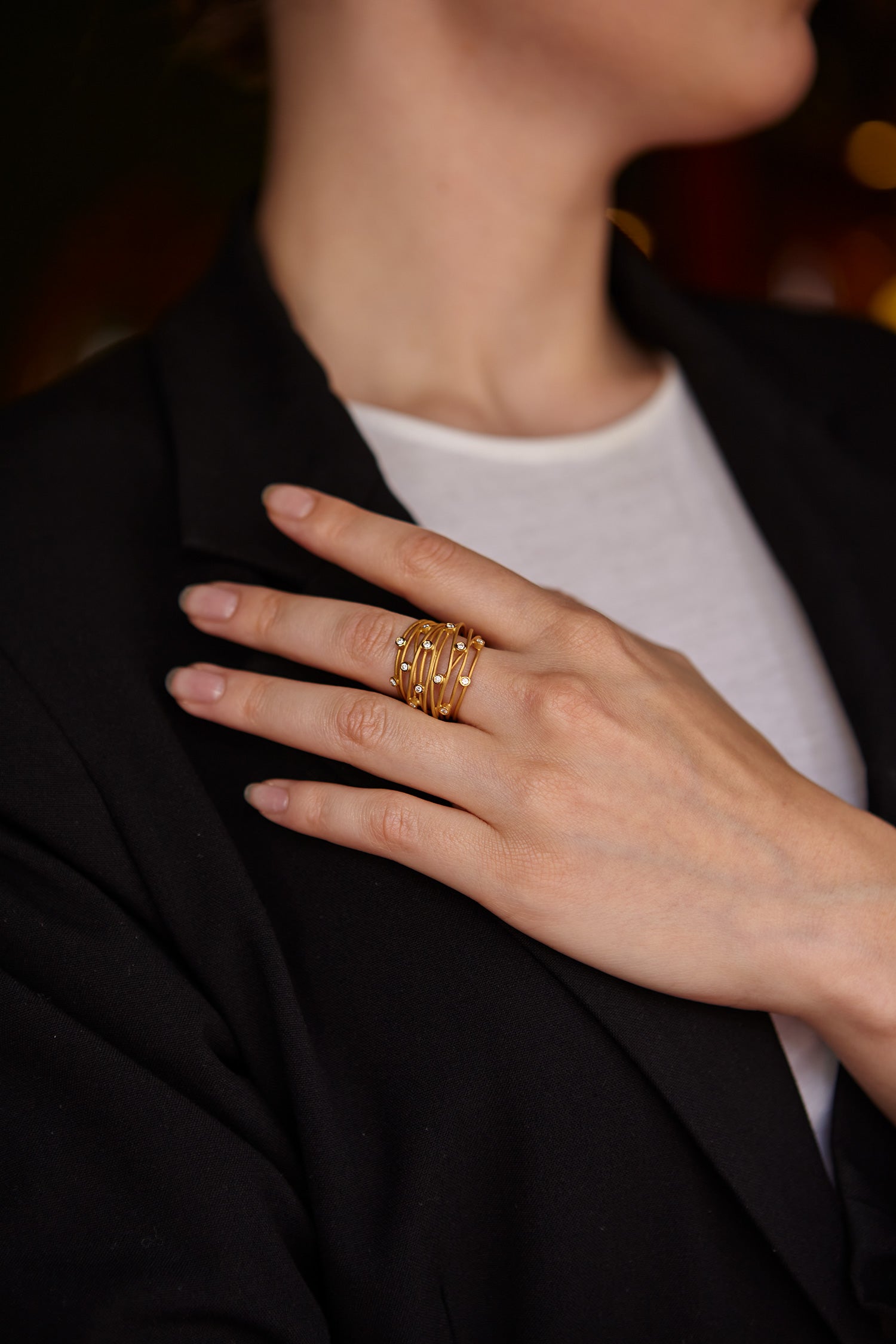 geelgouden ring met diamant