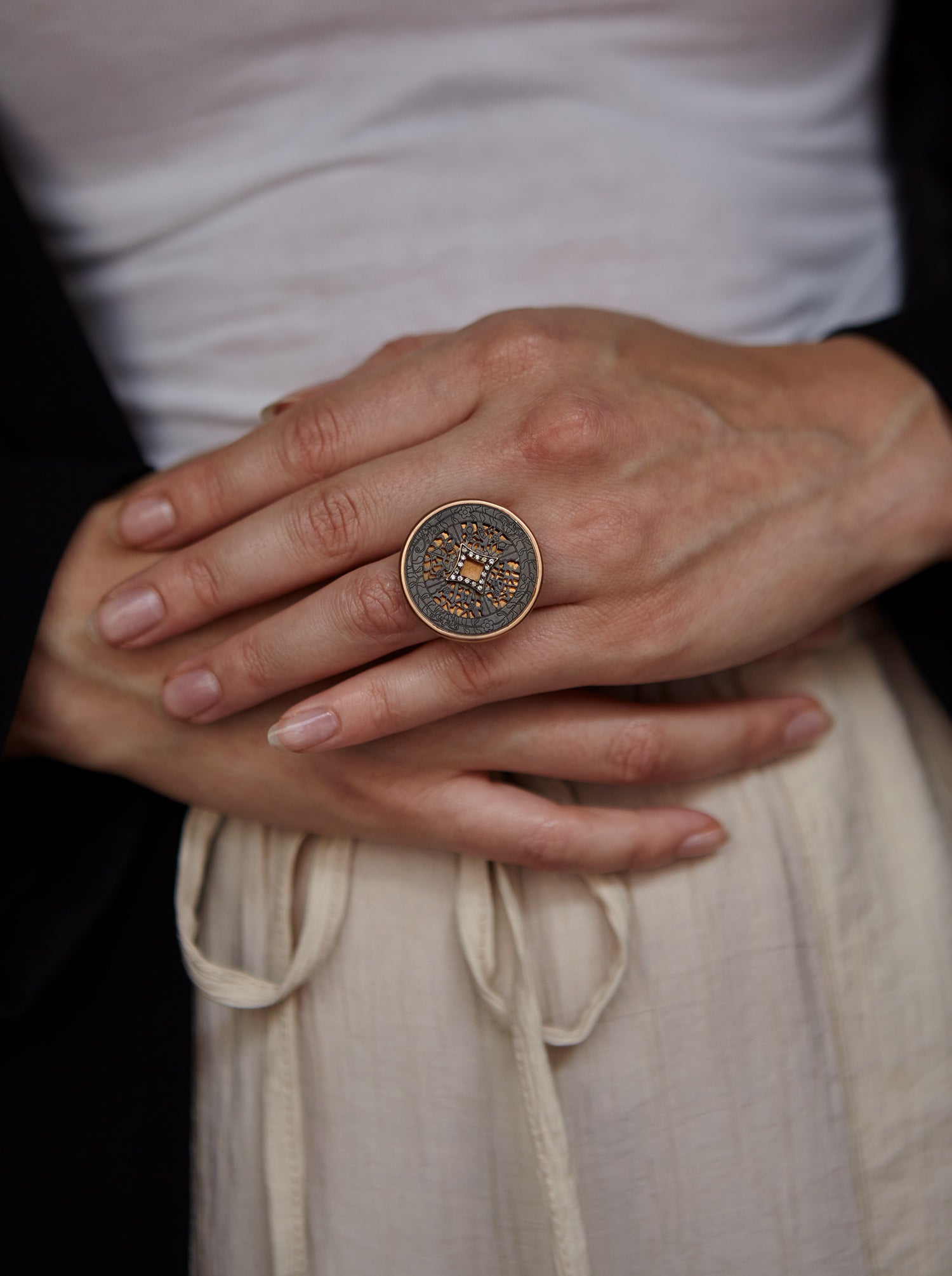 Rose gold ring with brown diamond