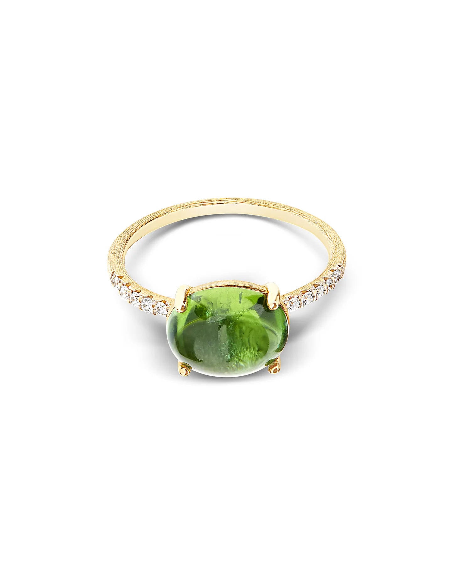 Geelgouden ring met groene toermalijn en diamant ''Tourmalines''