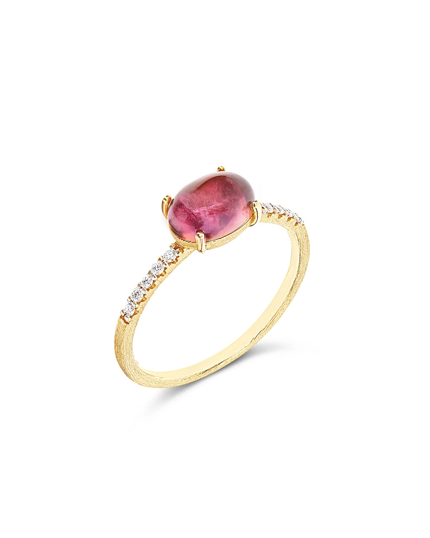 Geelgouden ring met toermalijn en diamant