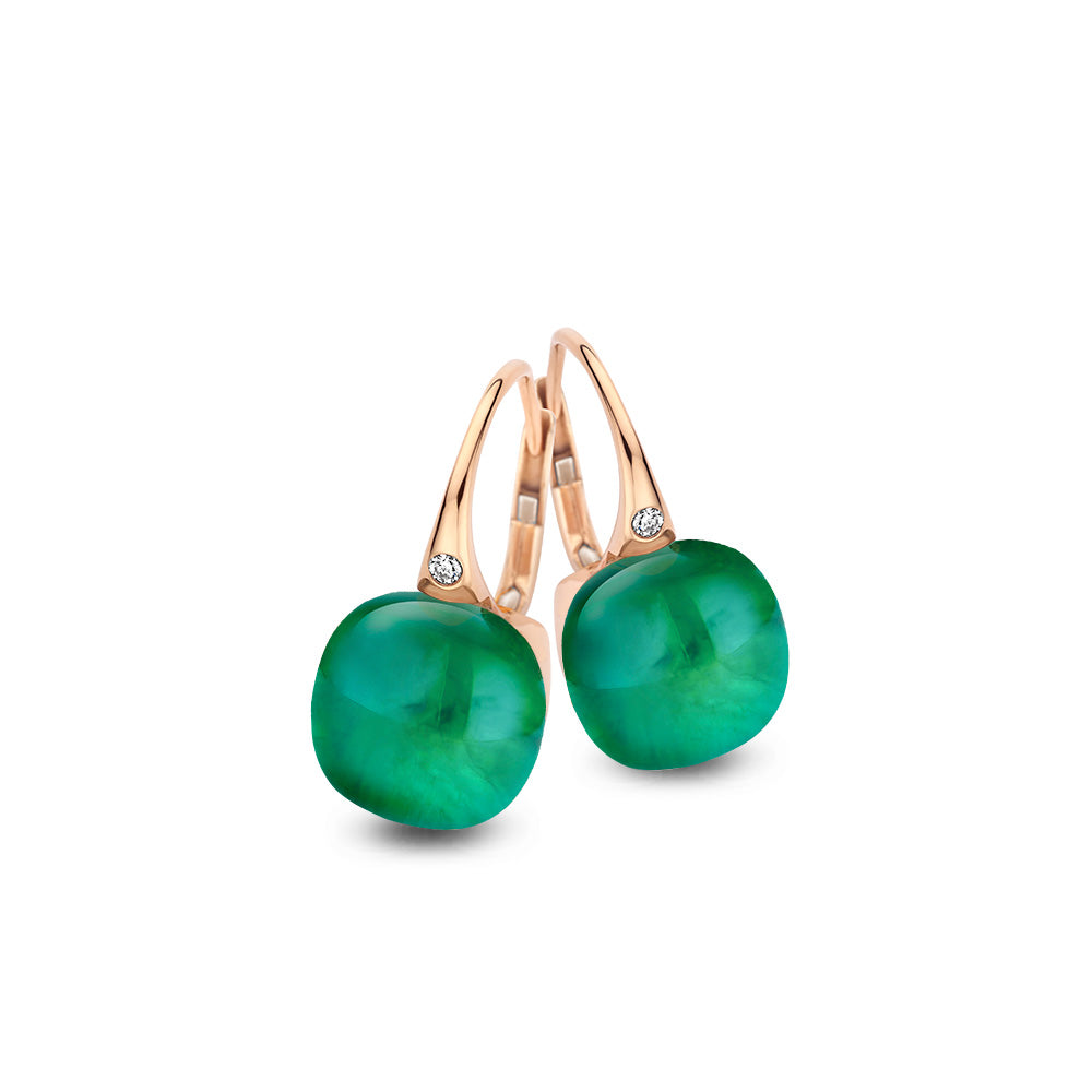 Roségouden oorsieraden Emerald Green