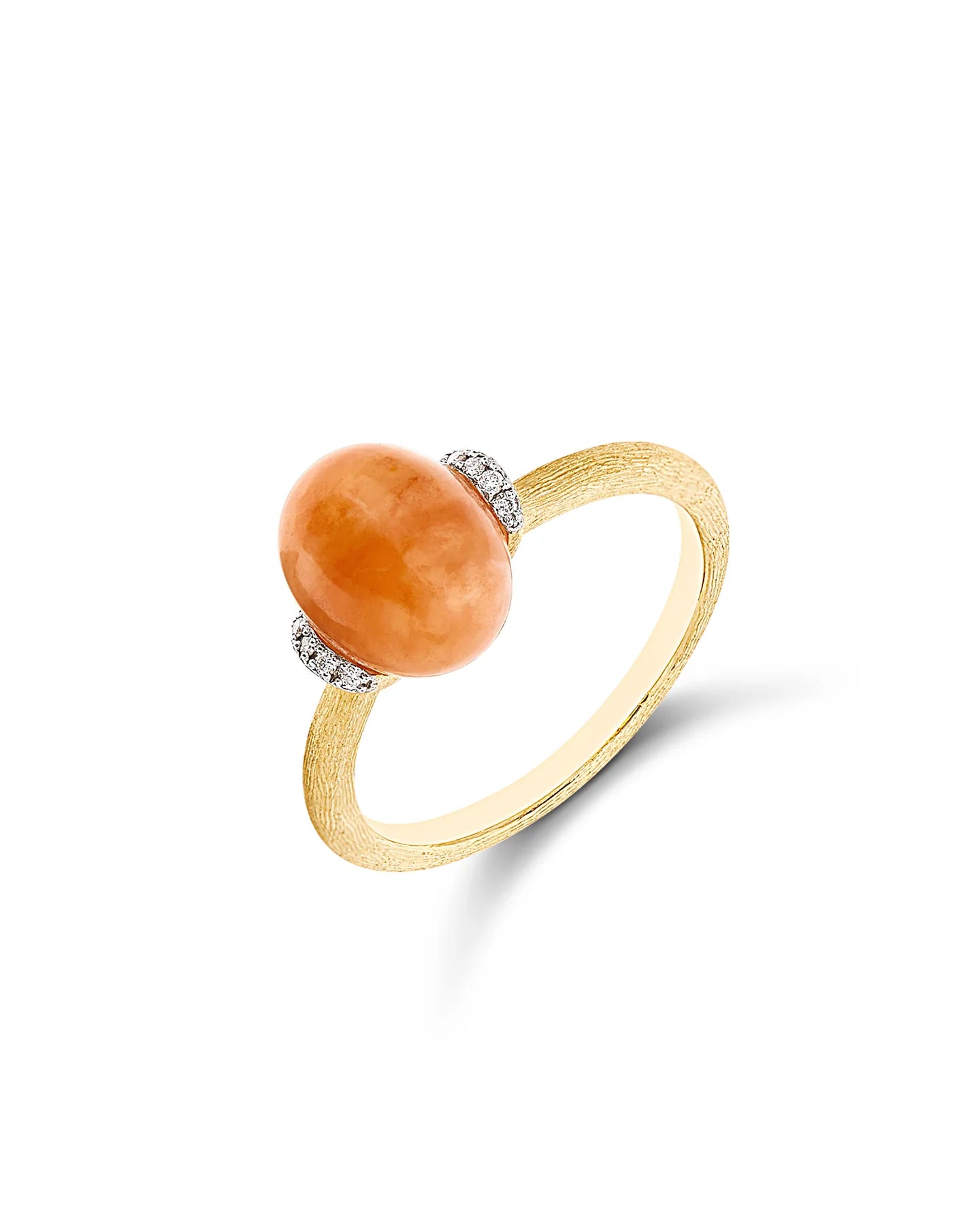 geelgouden ring met aventurijn en diamant ''Petra, small''