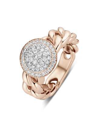 Roségouden ring met diamant en geschakelde scheen