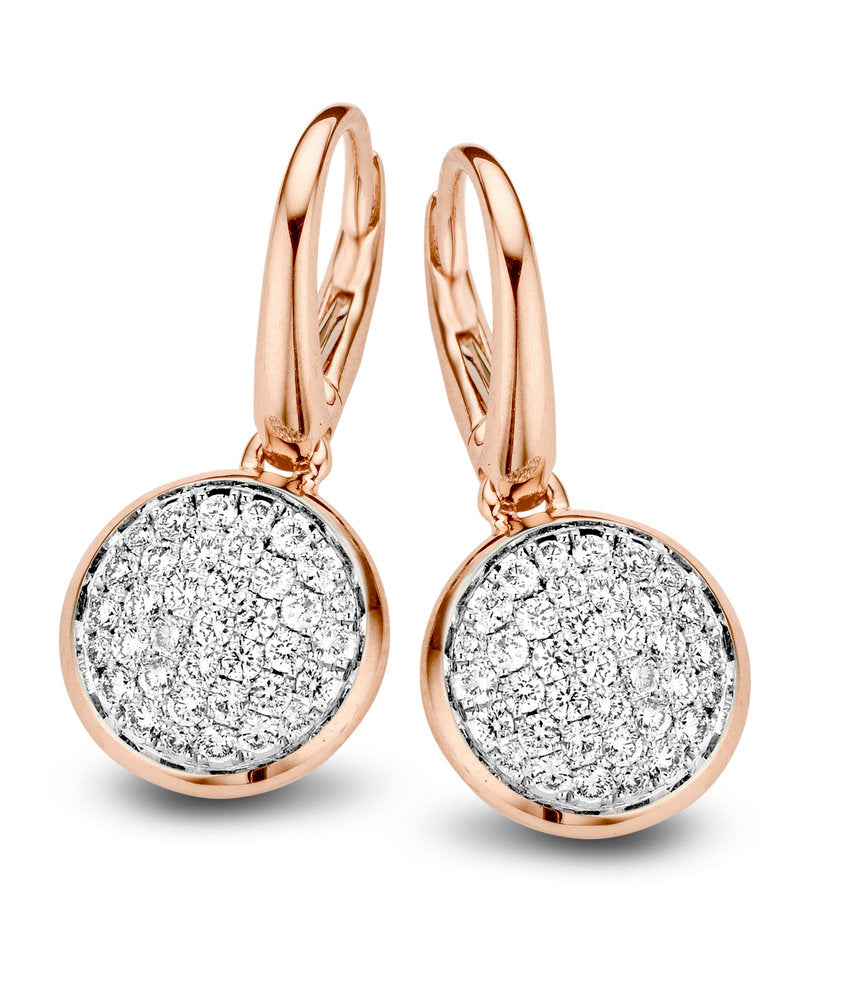 Rose gold earrings with diamonds