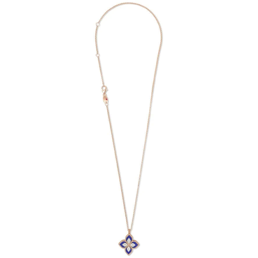 Roségouden collier met diamant en Lapis Lazuli ''PRINCESS FLOWER''
