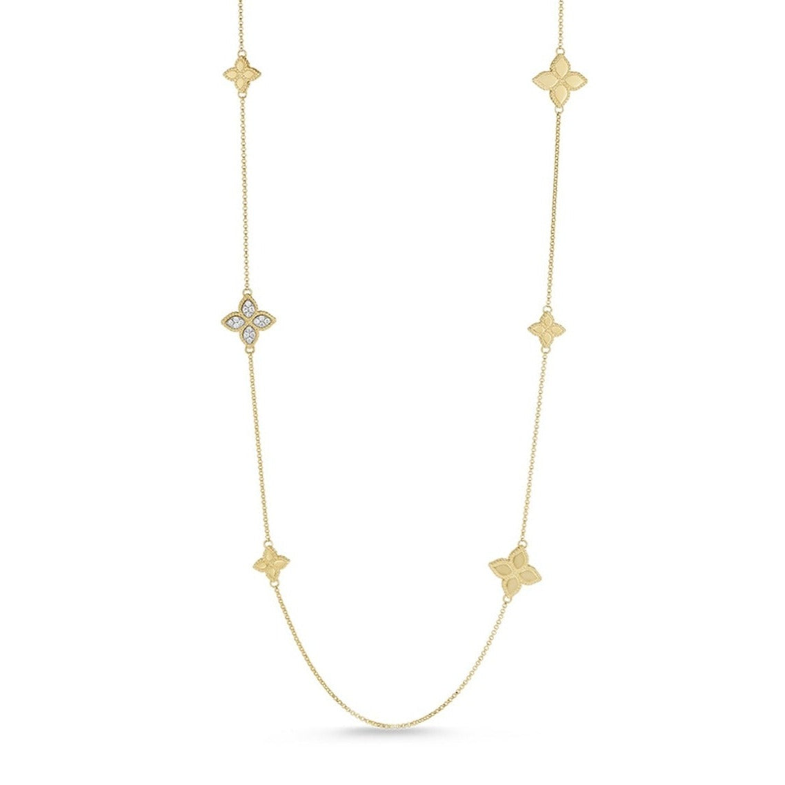 Geelgouden collier met diamant '' Princess Flower, Small''