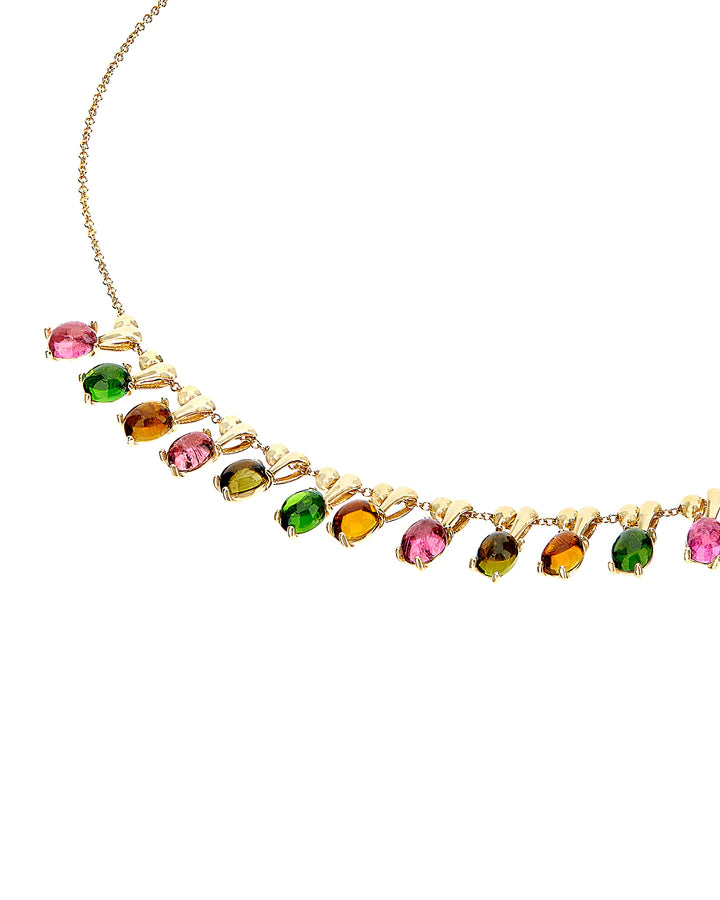 Geelgouden collier met toermalijn en verstelbare sluiting ''Tourmalines''