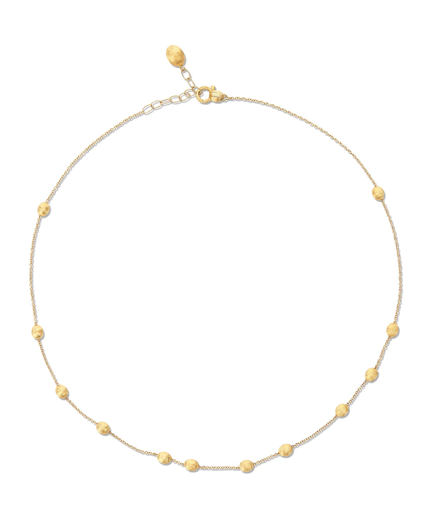 Geelgouden collier met gegraveerde bolletjes ''Soffio''