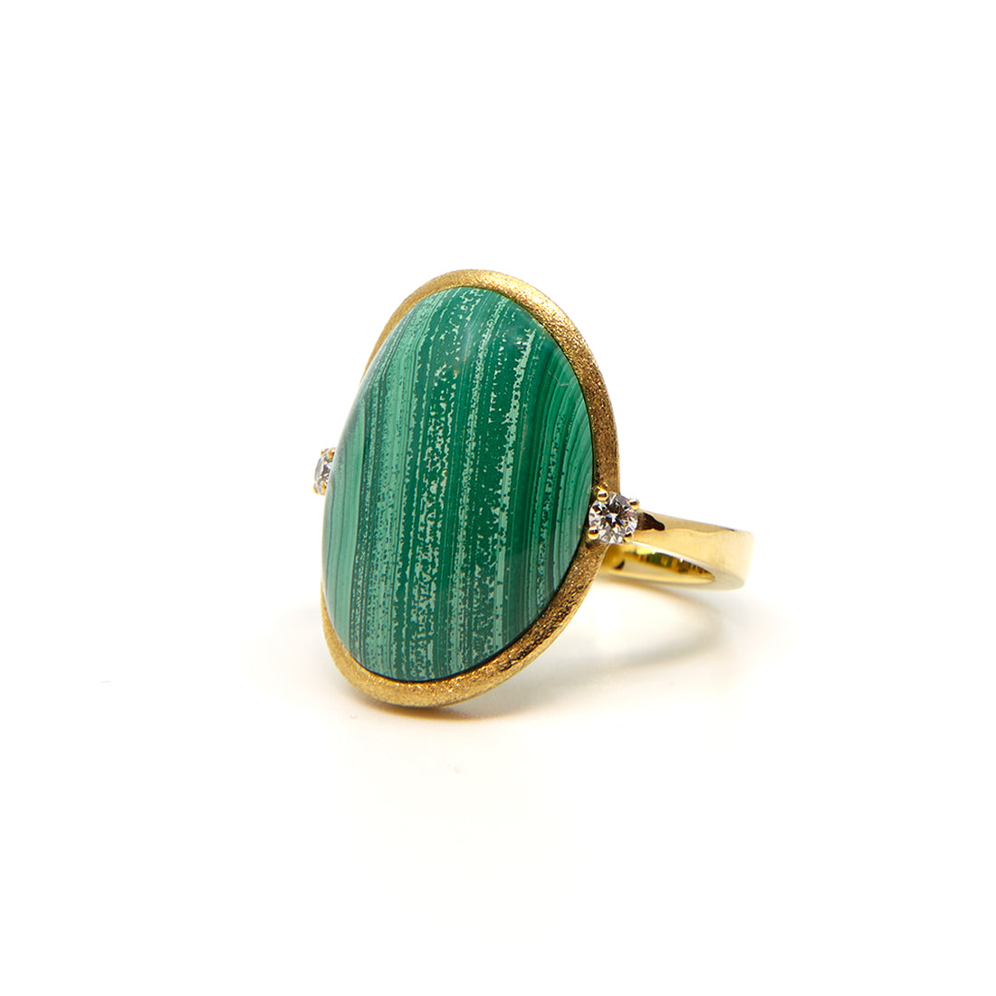 Geelgouden ring met malachiet