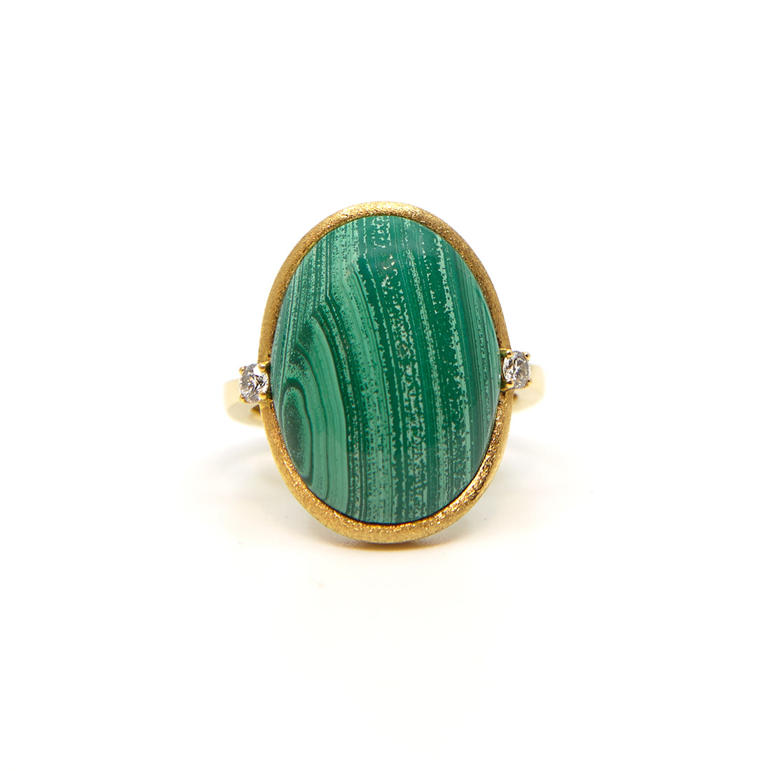 Geelgouden ring met malachiet