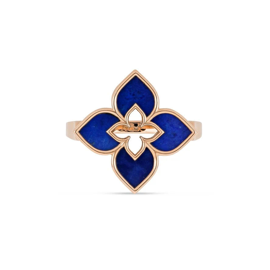 ROSÉGOUDEN RING MET LAPIS LAZULI ''PRINCESS FLOWER''