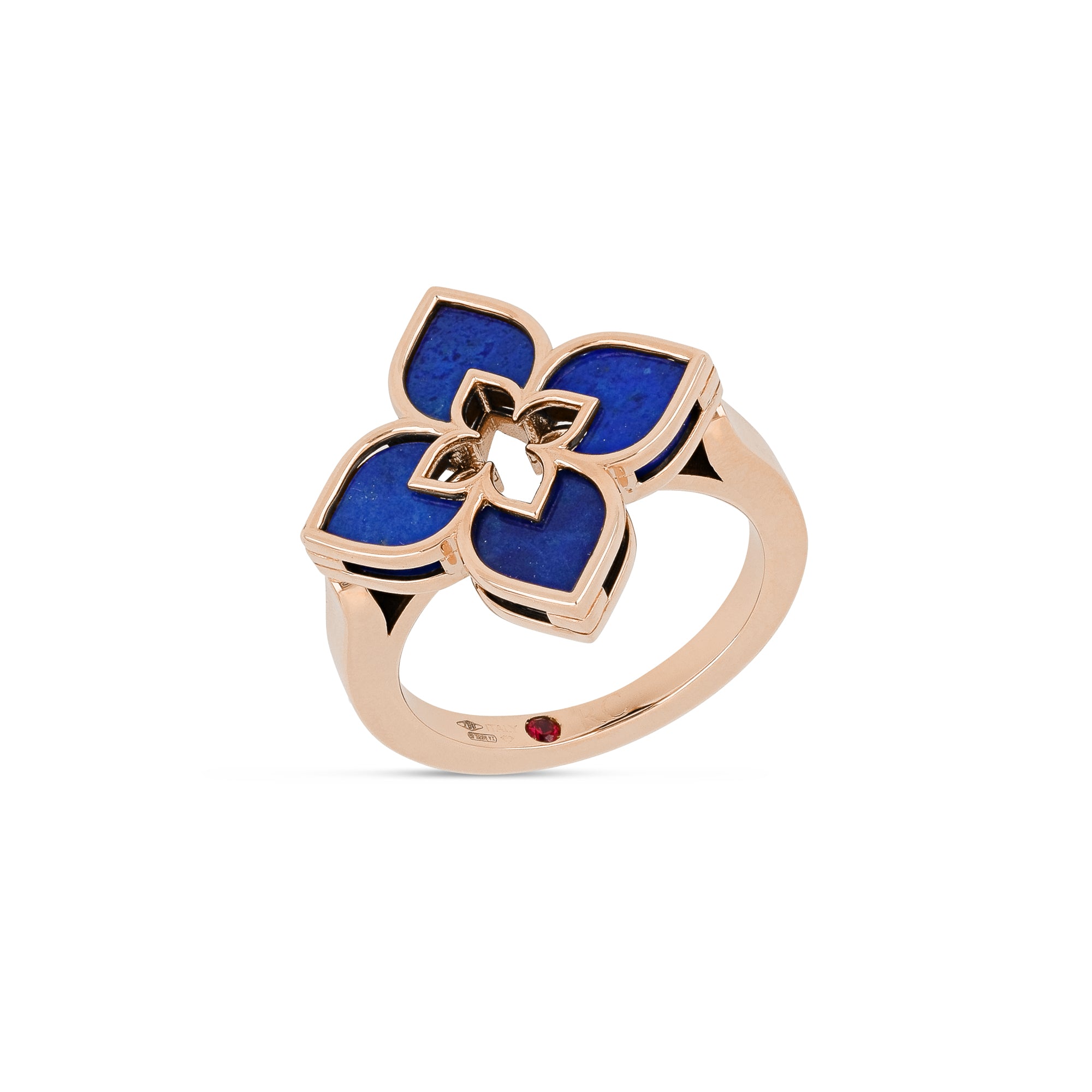 ROSÉGOUDEN RING MET LAPIS LAZULI ''PRINCESS FLOWER''