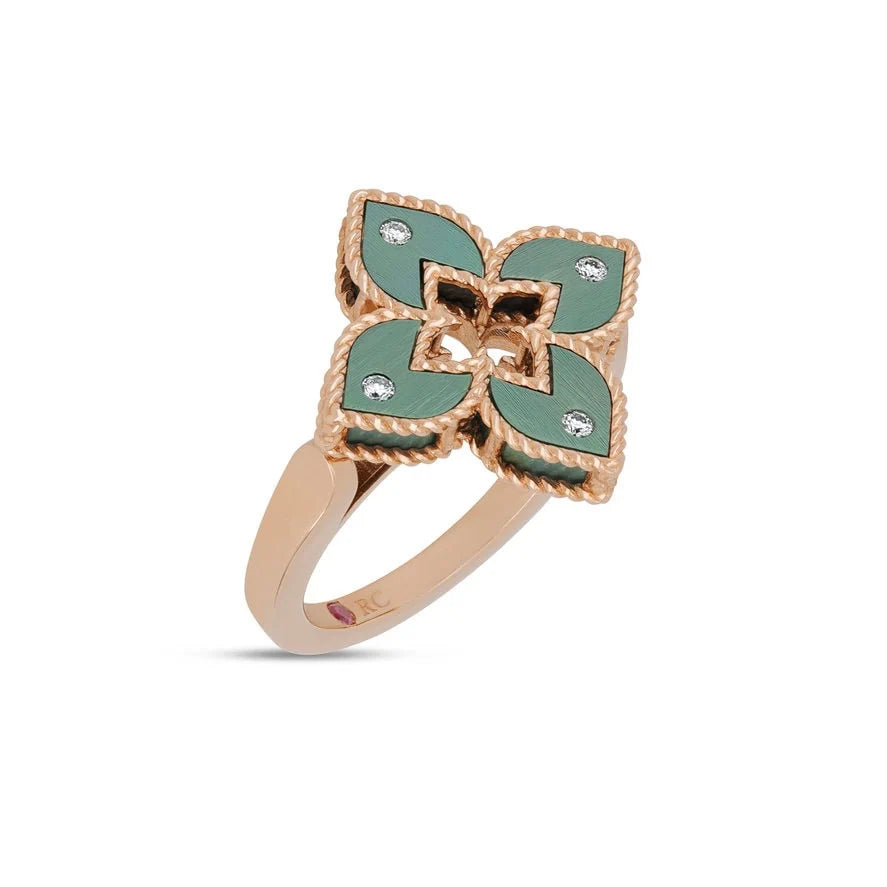 ROSÉGOUDEN RING MET DIAMANT EN TITANIUM ''VENETIAN PRINCESS ''