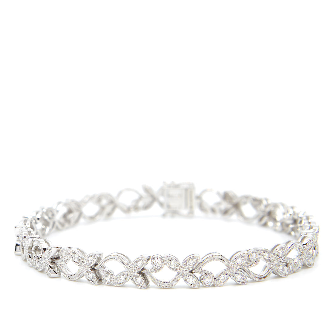 Witgouden armband met briljant geslepen diamant