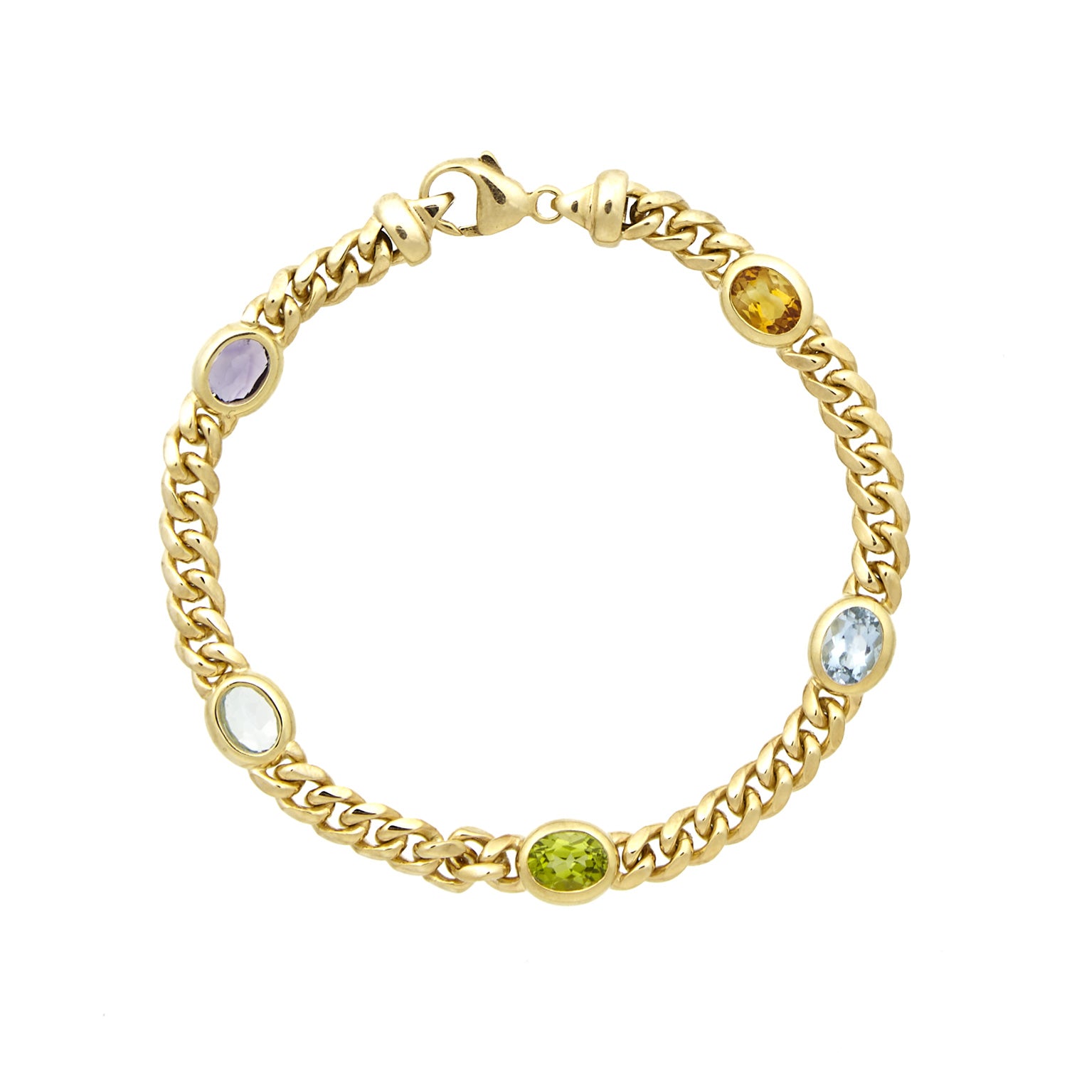 Geelgouden Maxima armband met diverse kleuren edelstenen