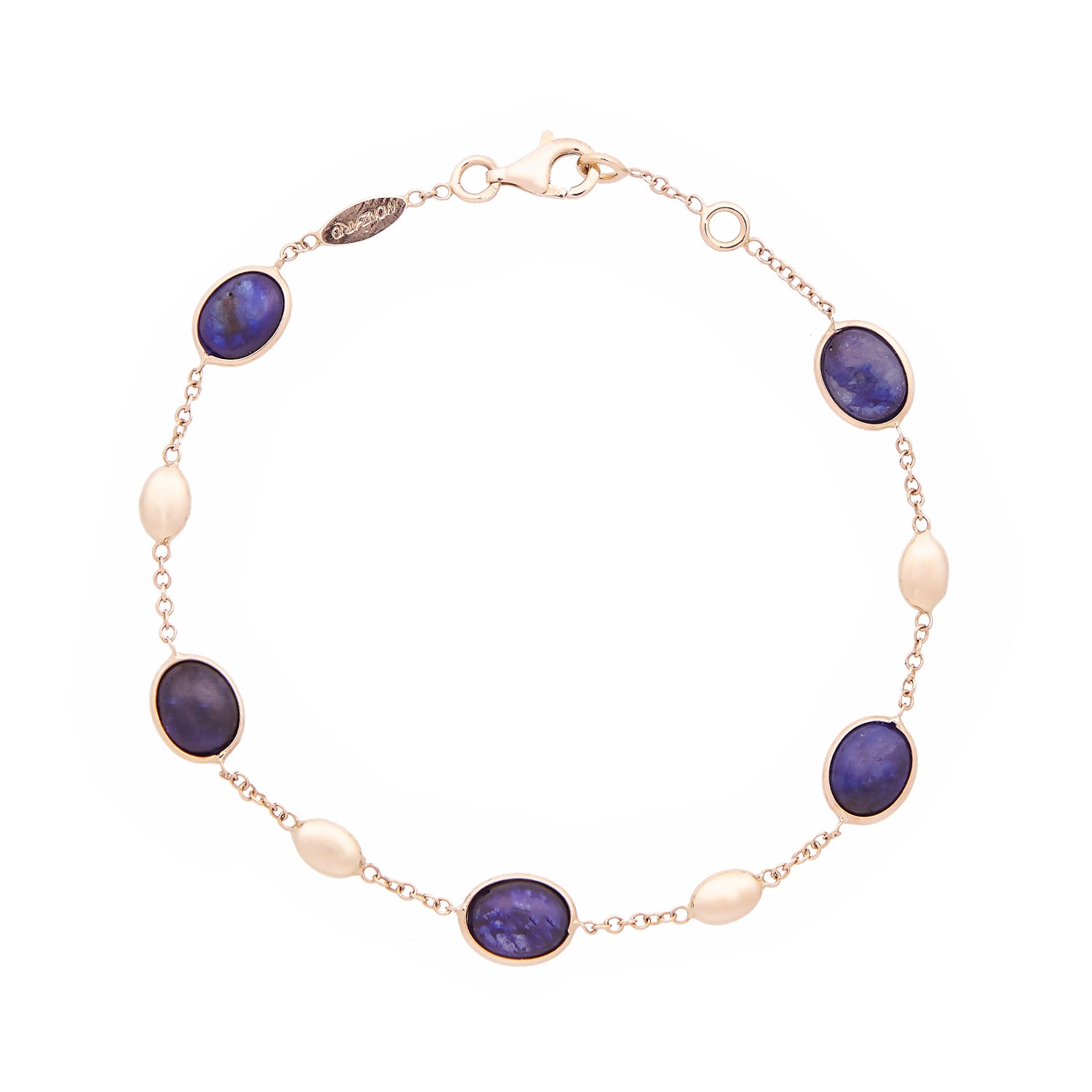 14 karaat geelgouden armband met blauwe saffier
