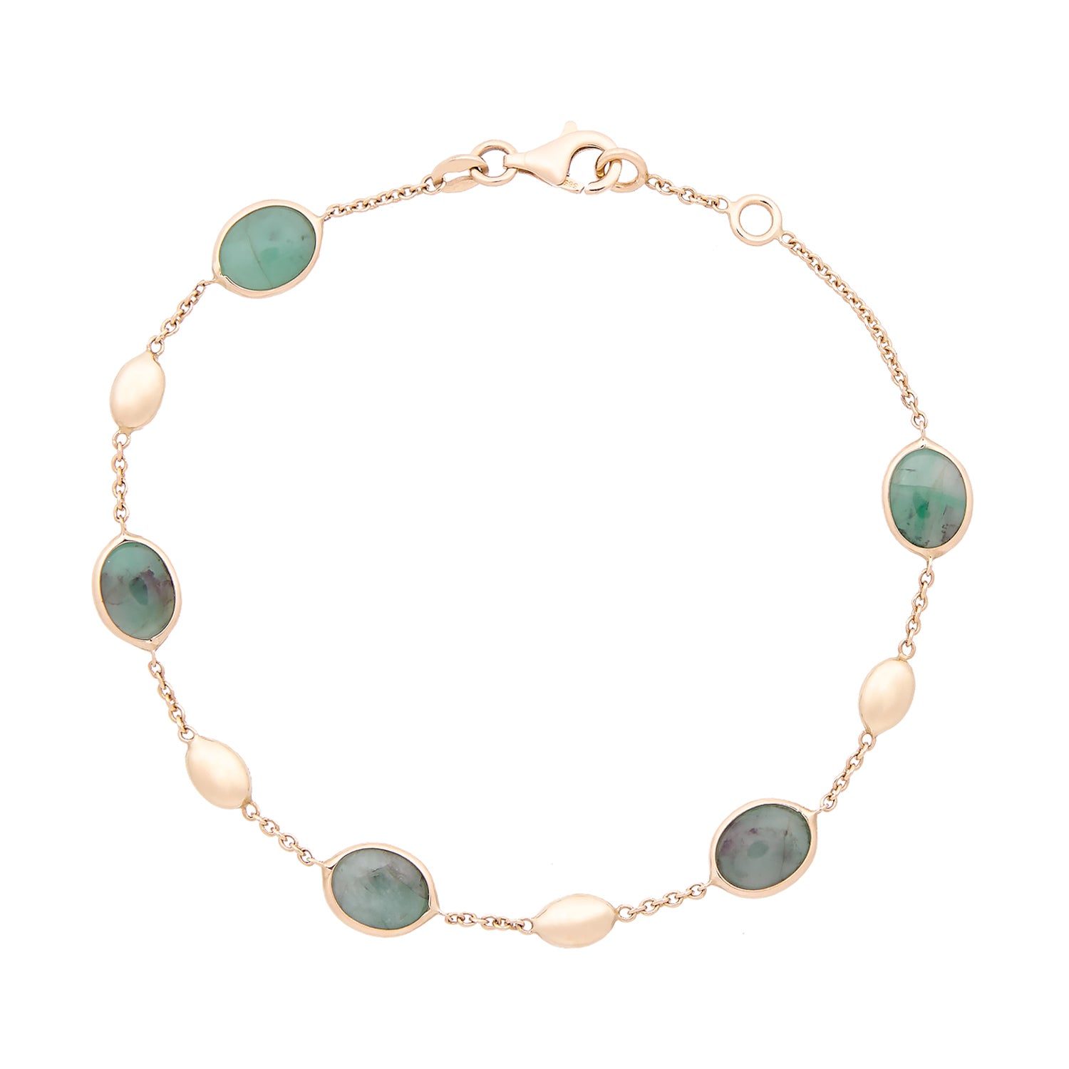 14 karaat geelgouden armband met smaragd