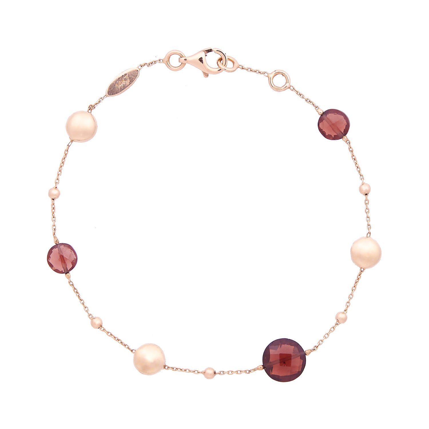 14 karaat geelgouden armband met granaat