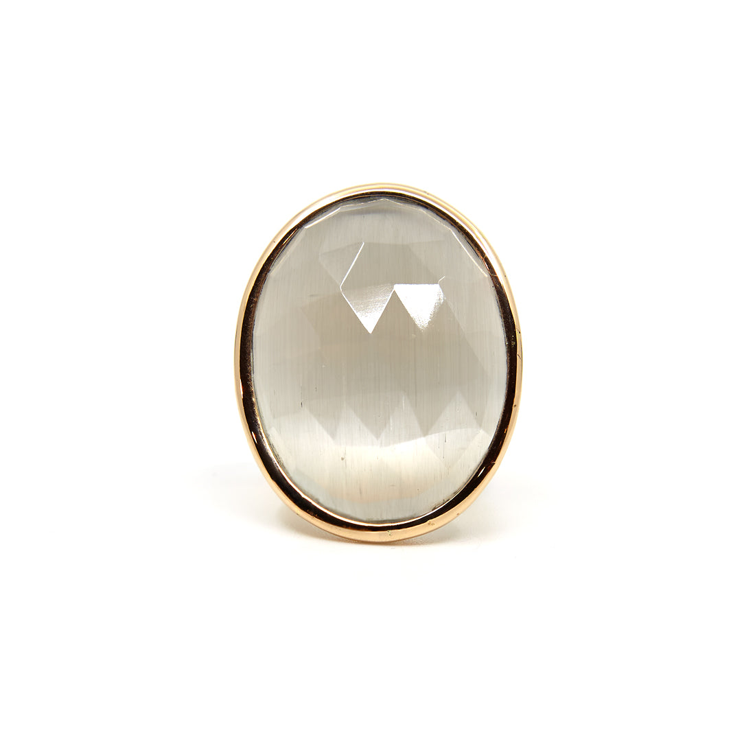 Roségouden ring met grijze quarts