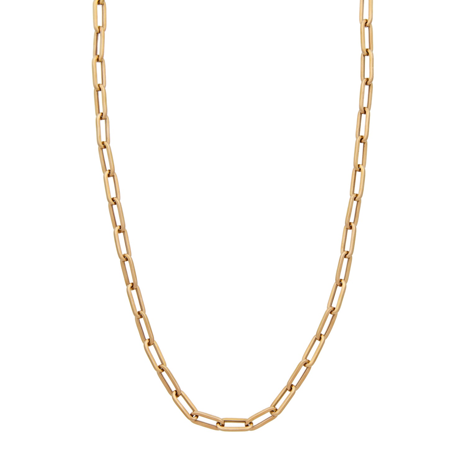 Roségouden paperclip collier, lang