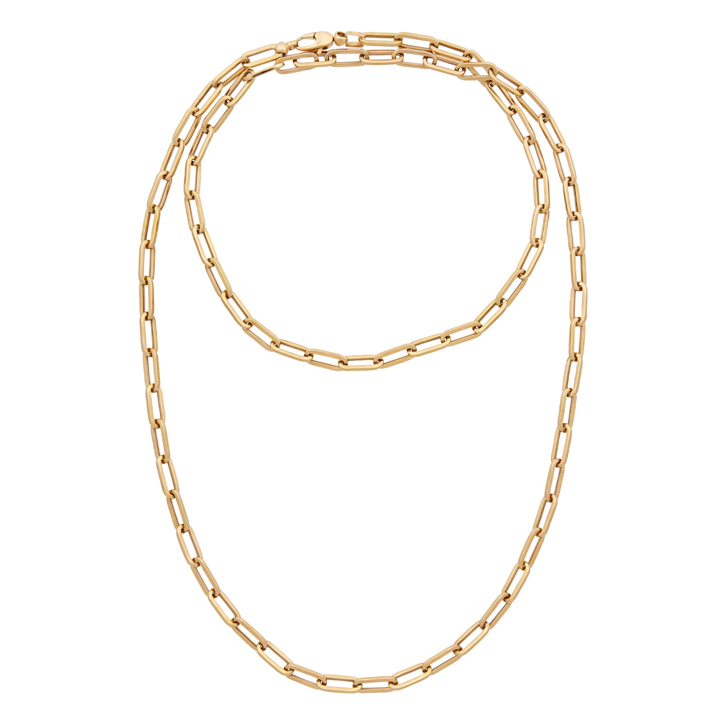 Roségouden paperclip collier, lang