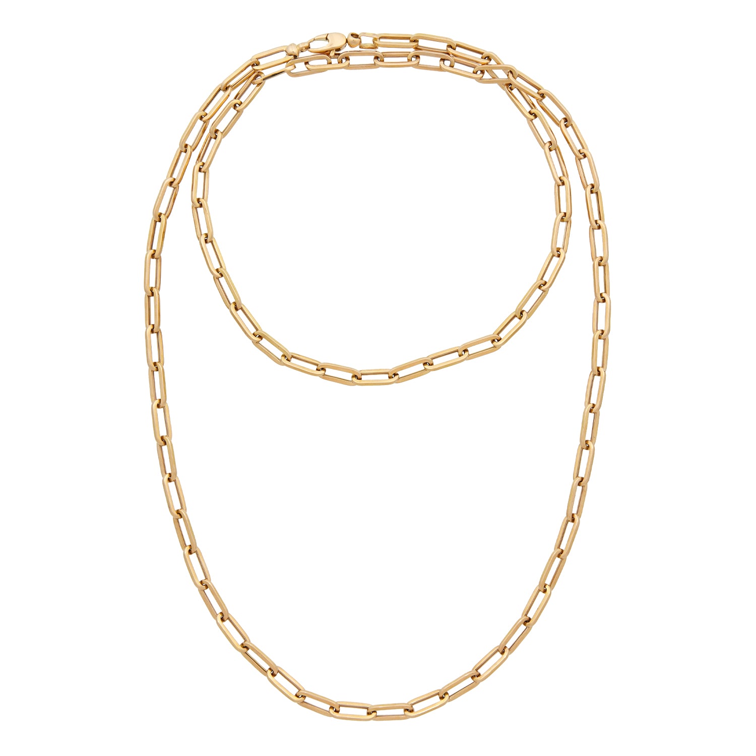 Roségouden paperclip collier, lang