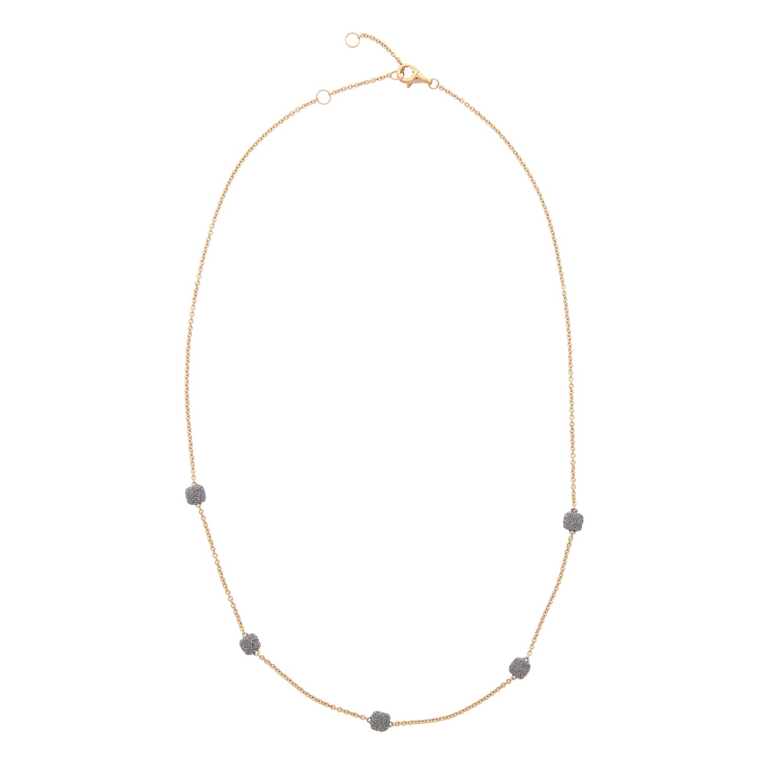Roségouden collier met vijf elementjes