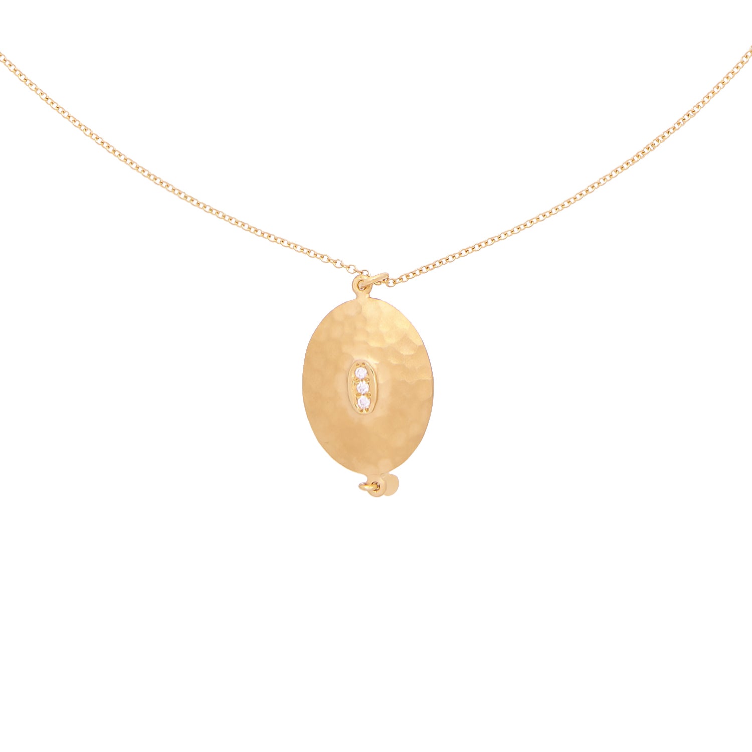 Geelgouden collier met handgemaakt gehamerd hangertje