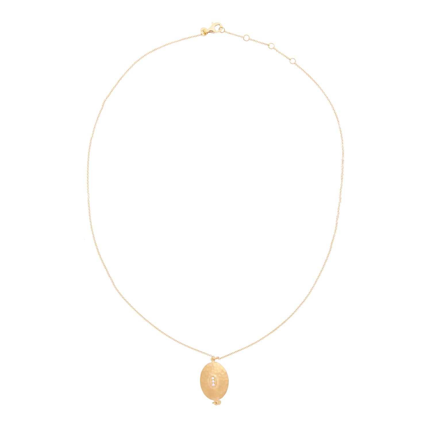 Geelgouden collier met handgemaakt gehamerd hangertje