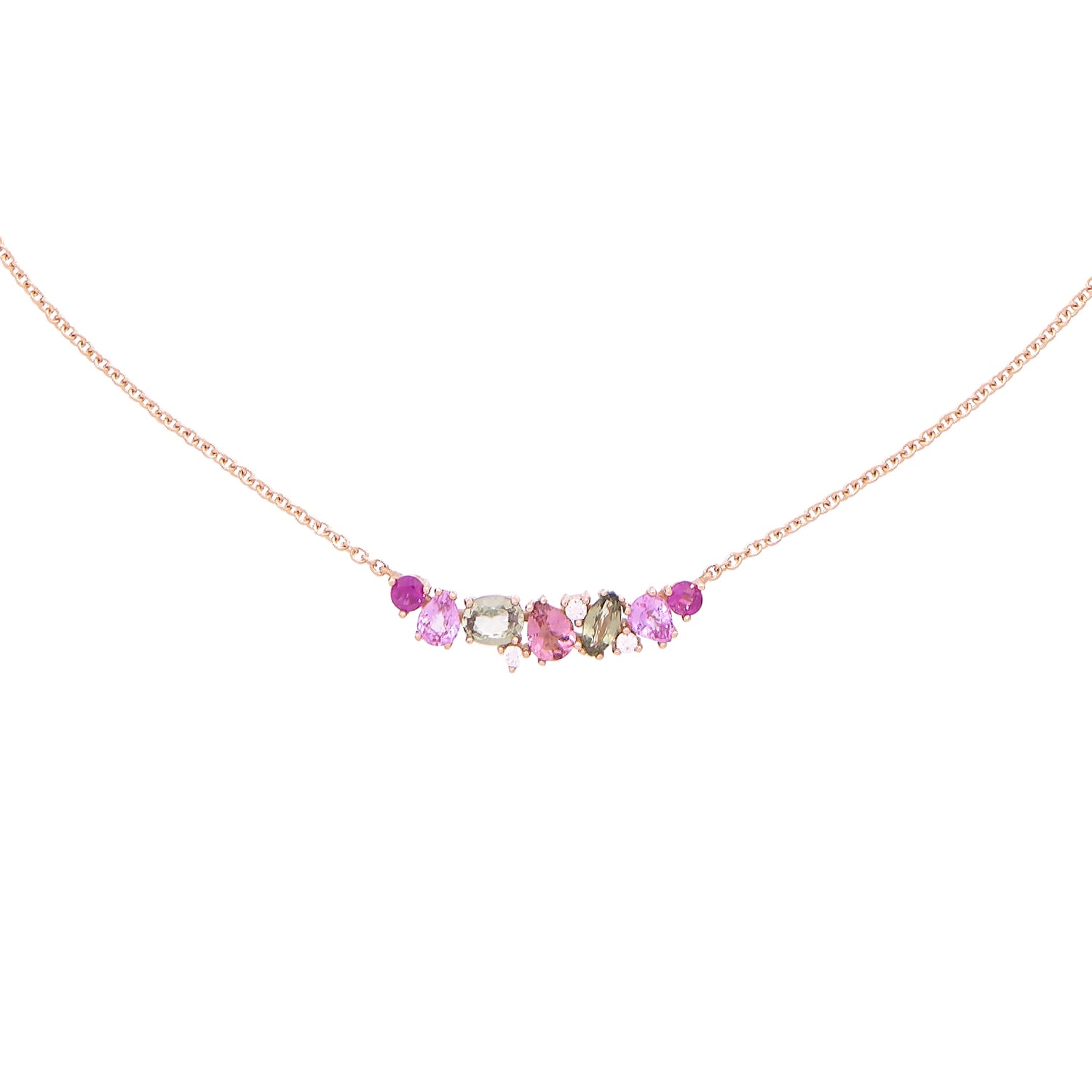Roségouden collier met kleurrijke saffier