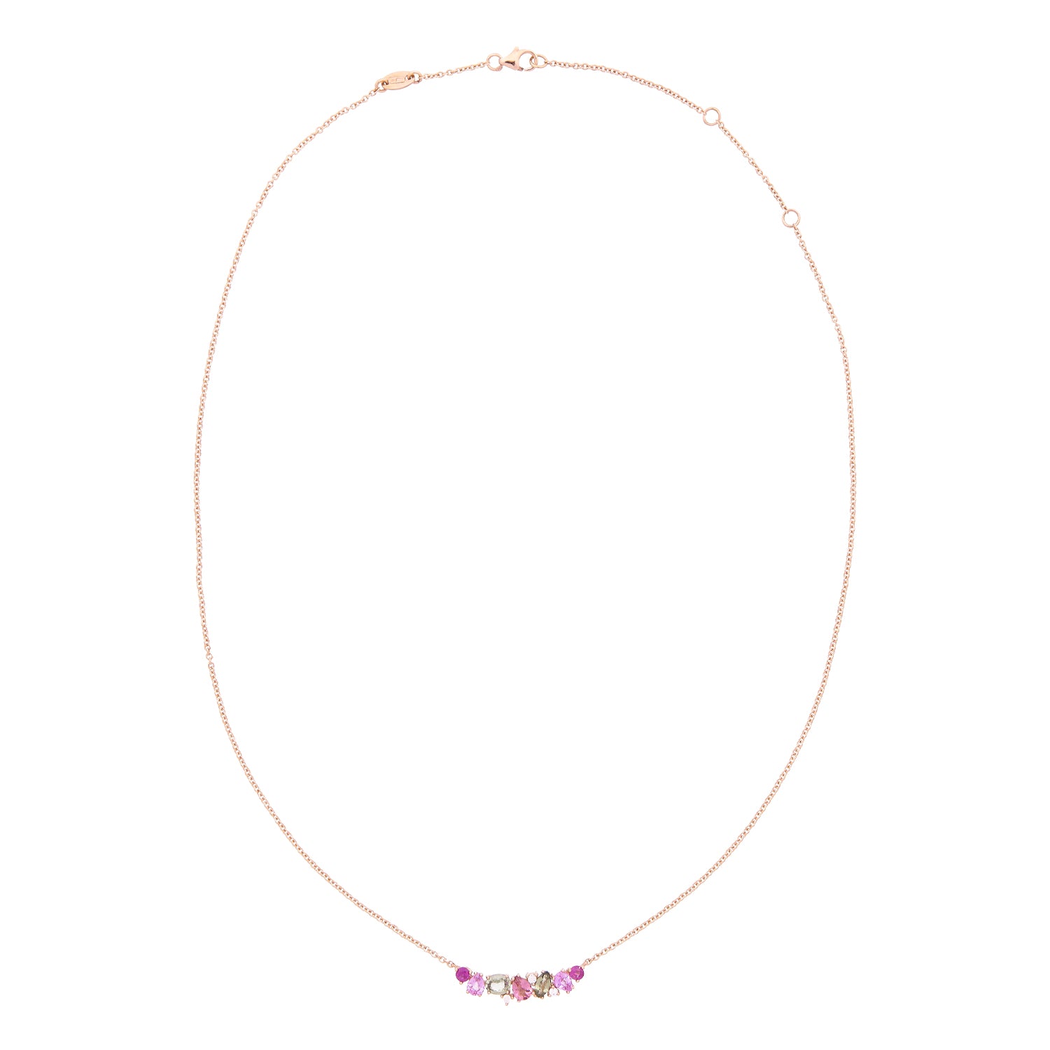 Roségouden collier met kleurrijke saffier