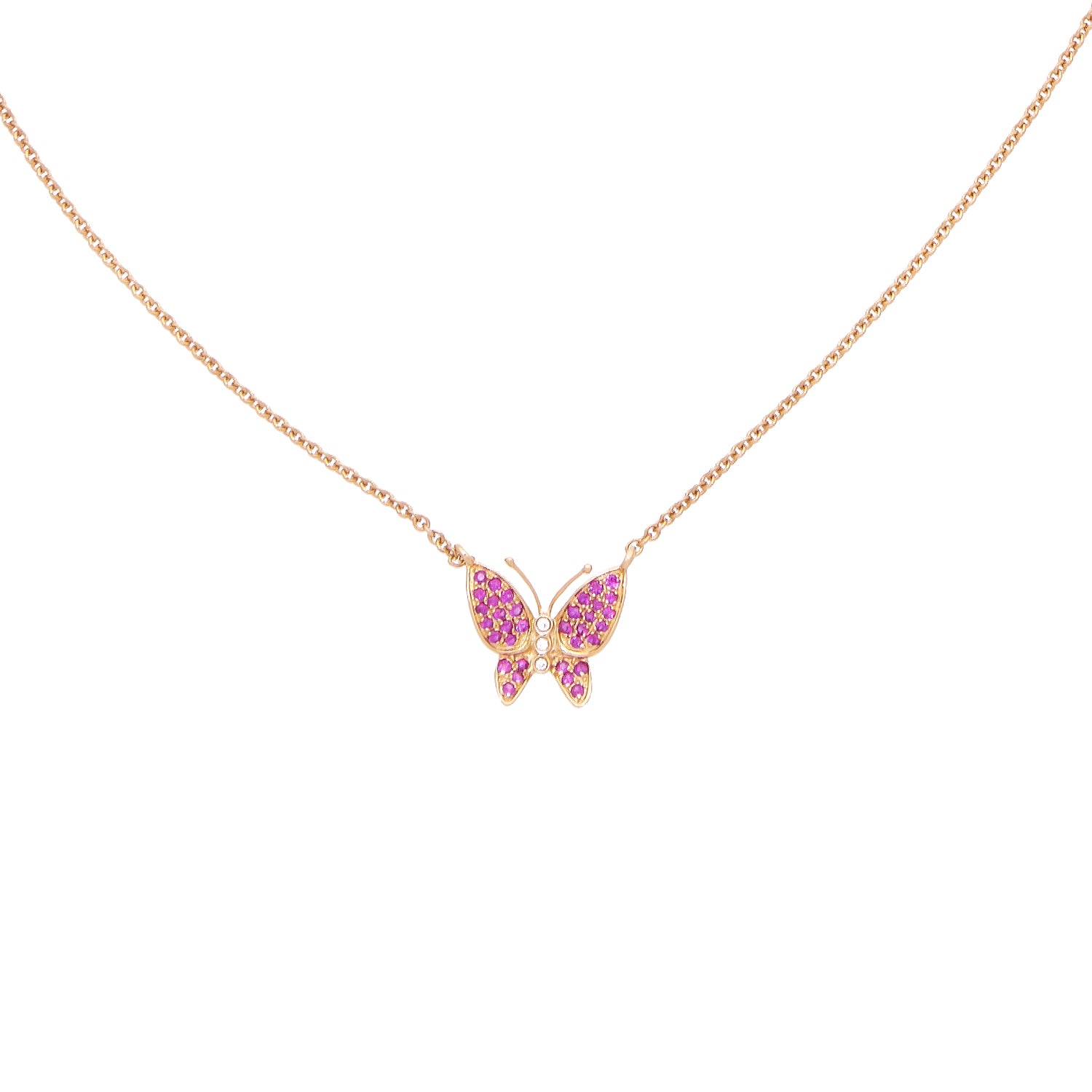 Geelgouden collier met robijn en diamant