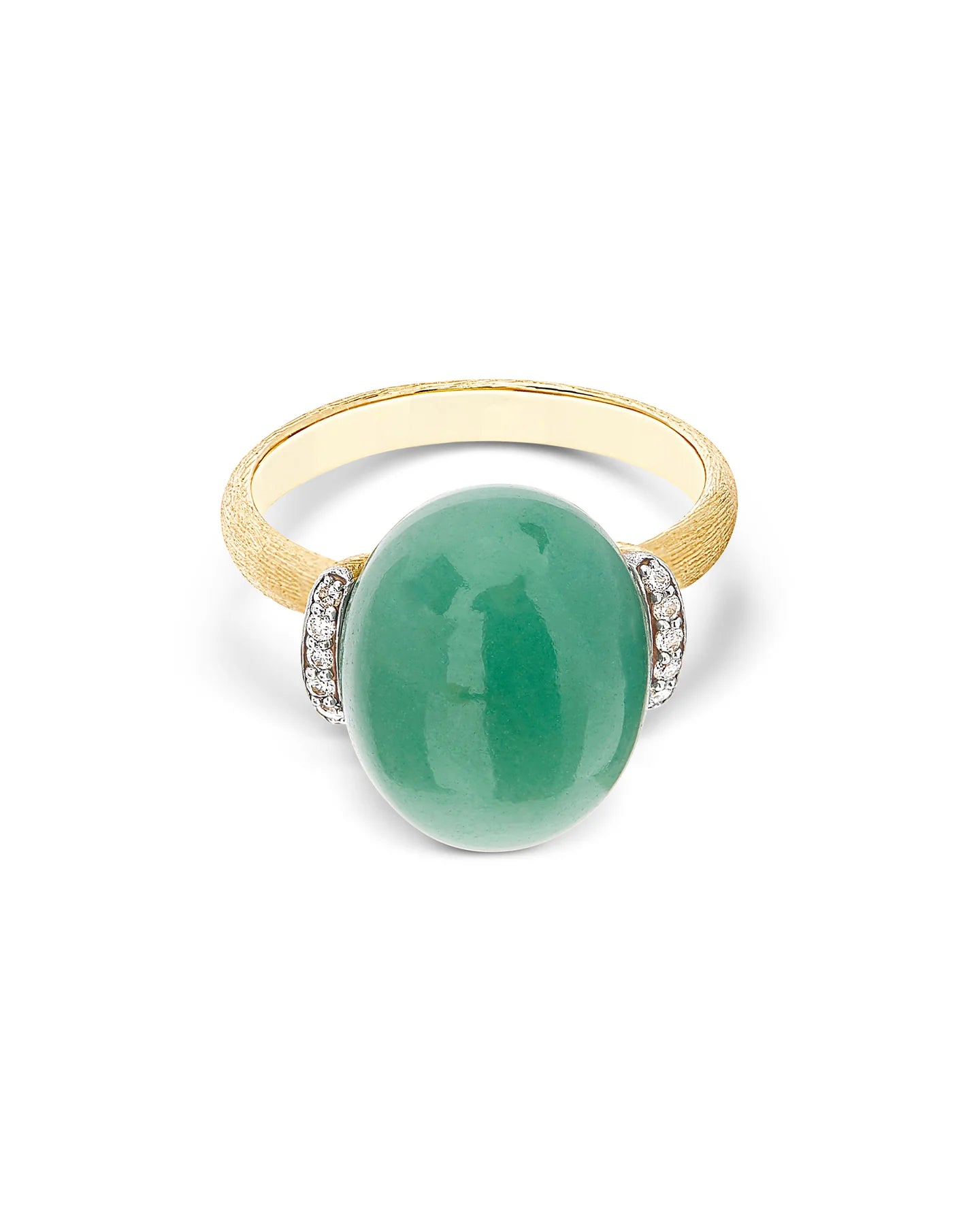 Geelgouden ring met aventurijn en diamant ''Amazonia''