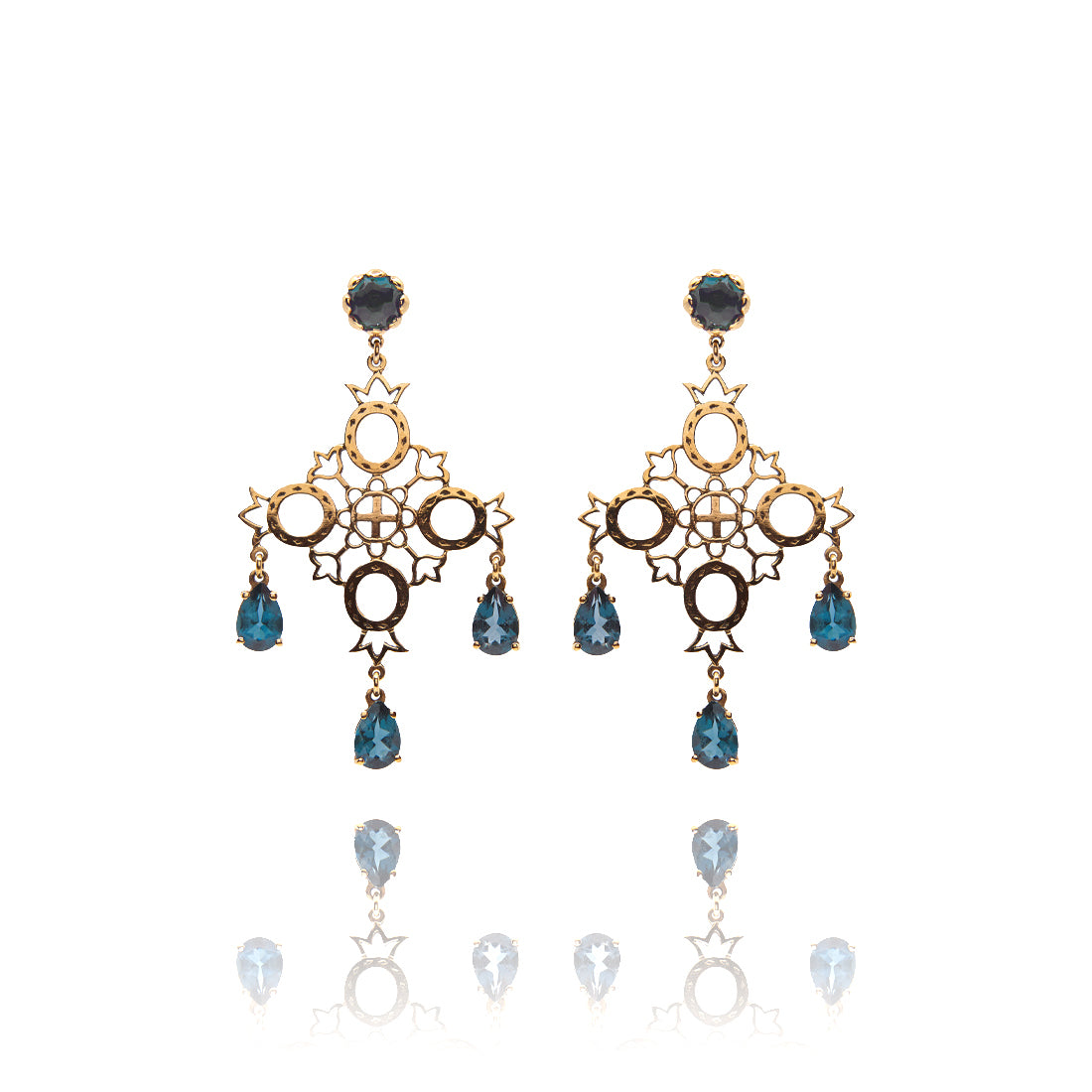 Rose gold earrings with London blue topaz