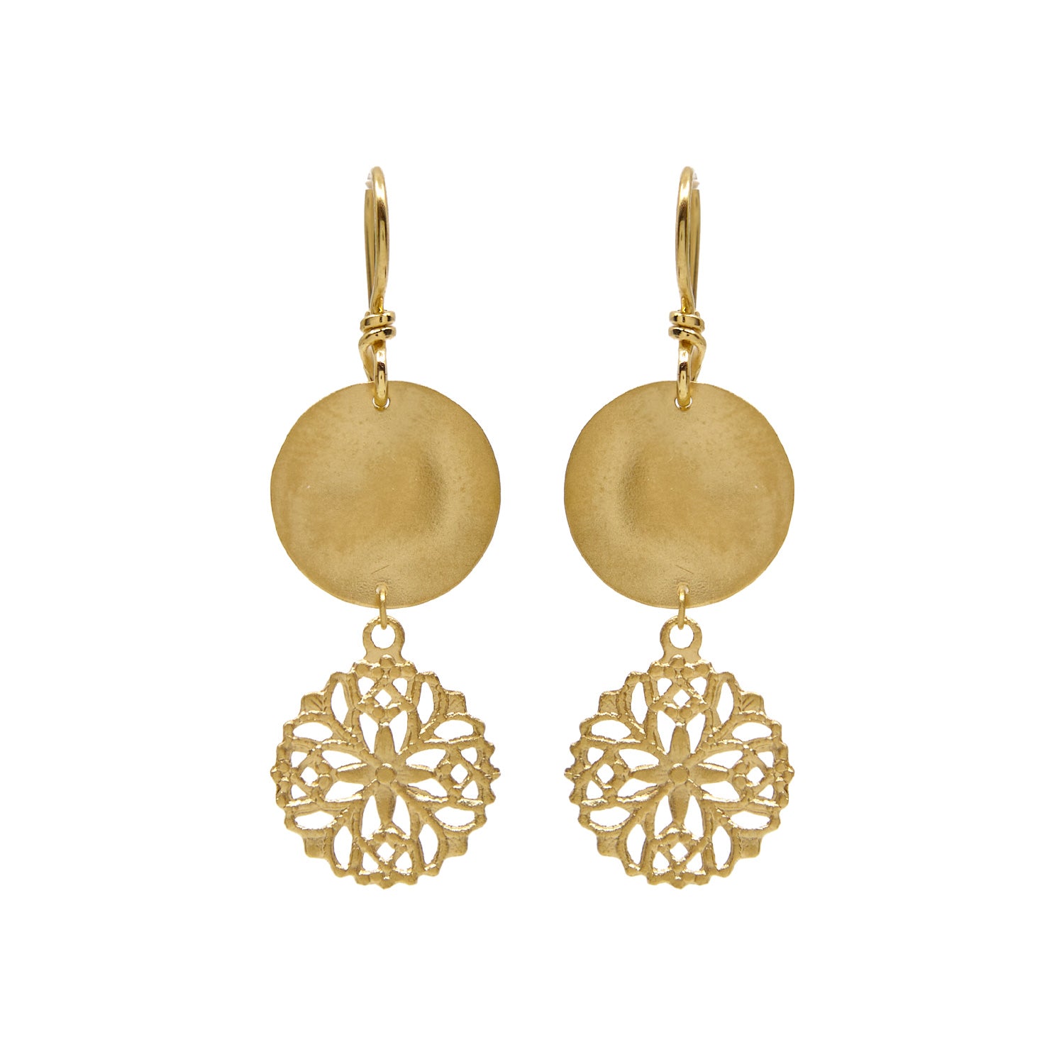 Vederlichte handgemaakte oorbellen , 14 karaat geelgoud