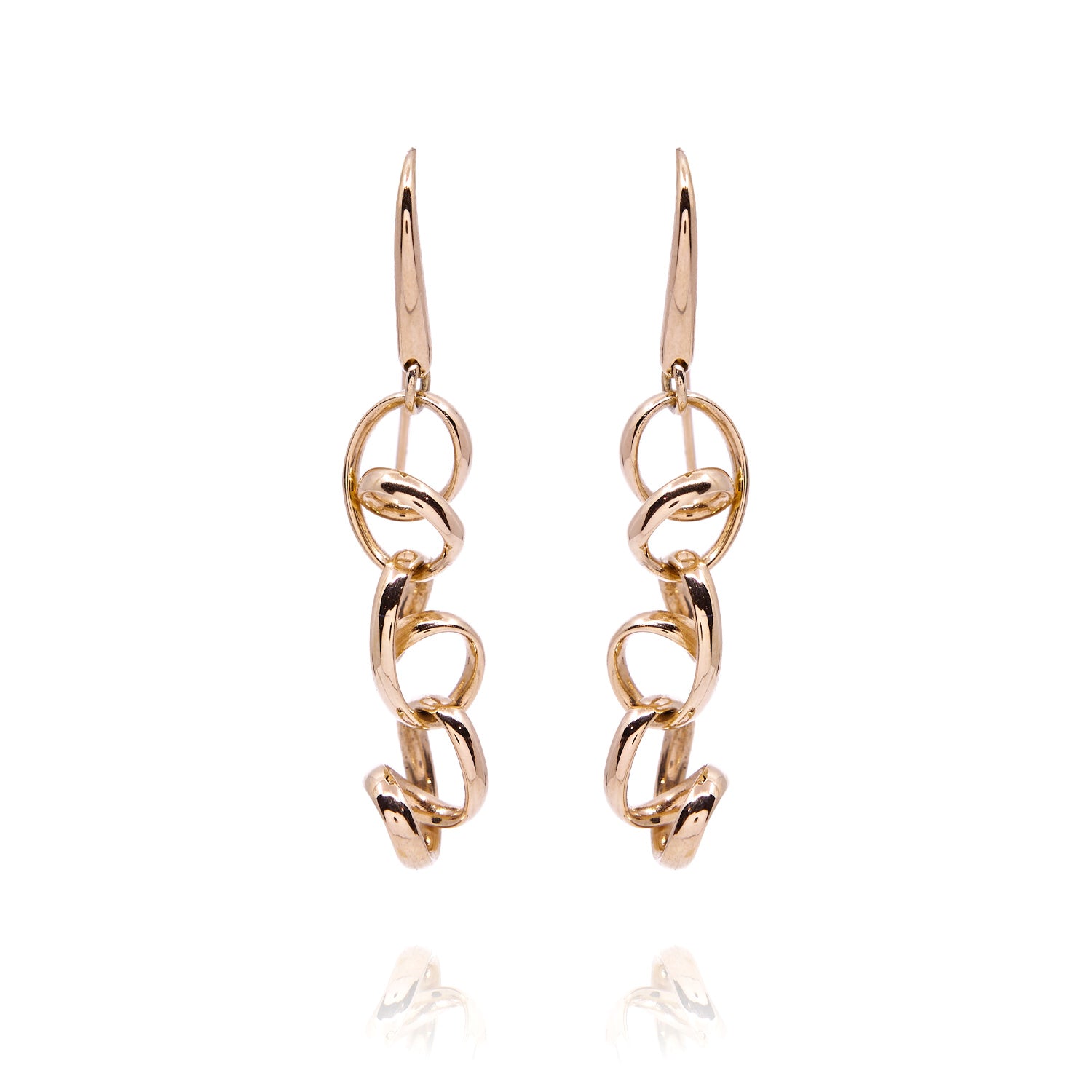 Geelgouden oorhangers met krullend motief