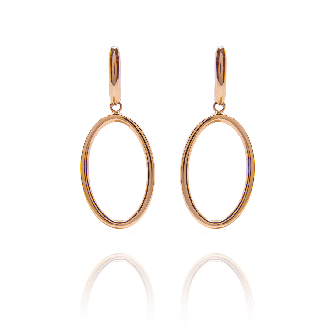 14 karaat geelgouden ovale oorhangers