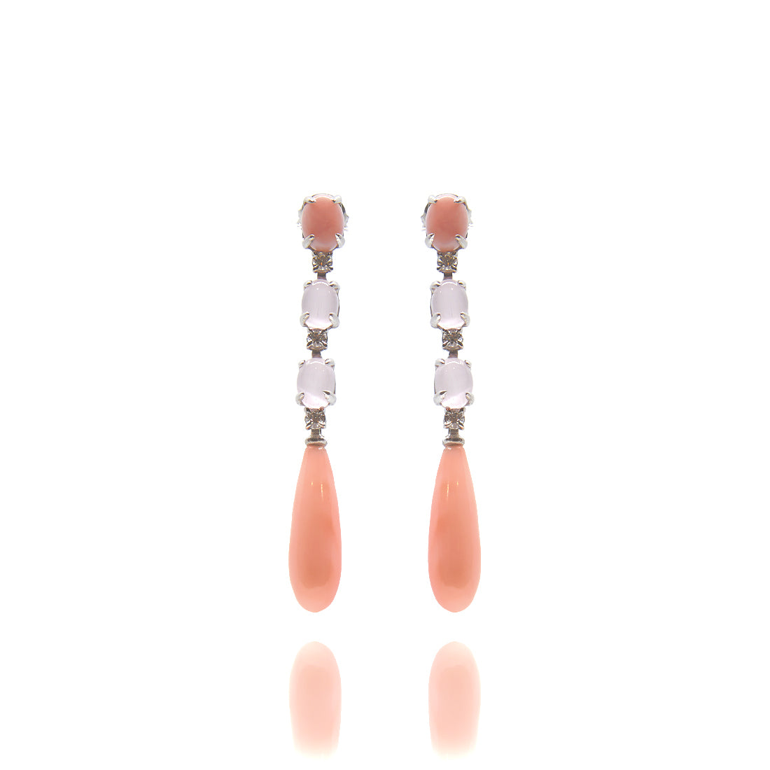 Ohrschmuck aus Weißgold mit Opal und Diamant