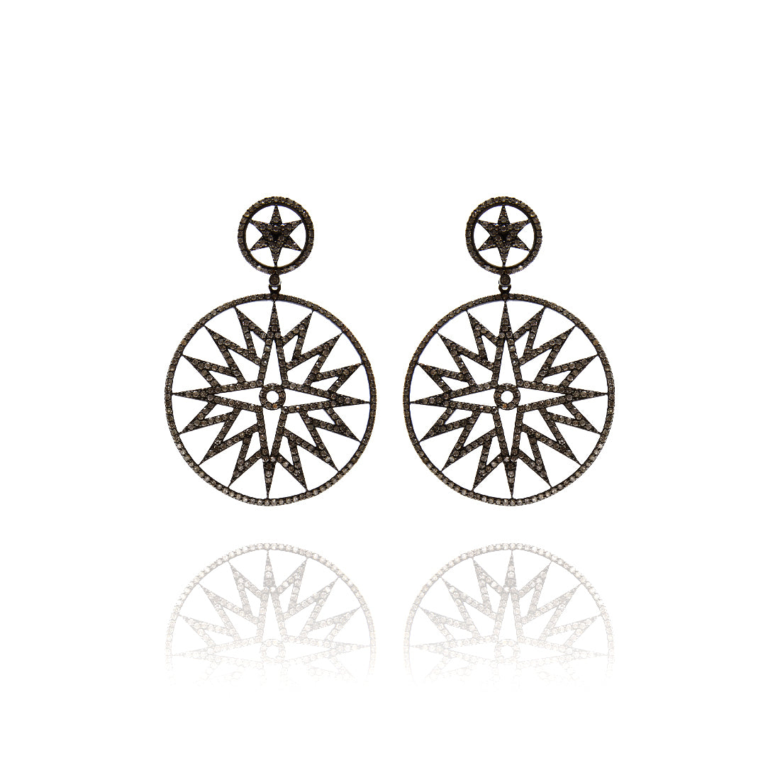 Rose gold earrings with diamonds and silver