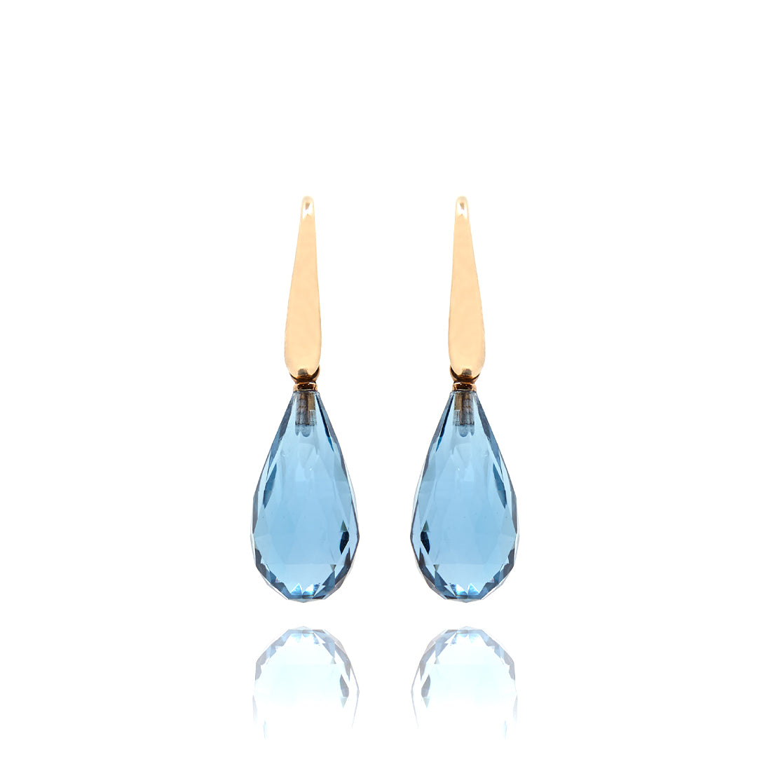 Rose gold earrings with London blue topaz