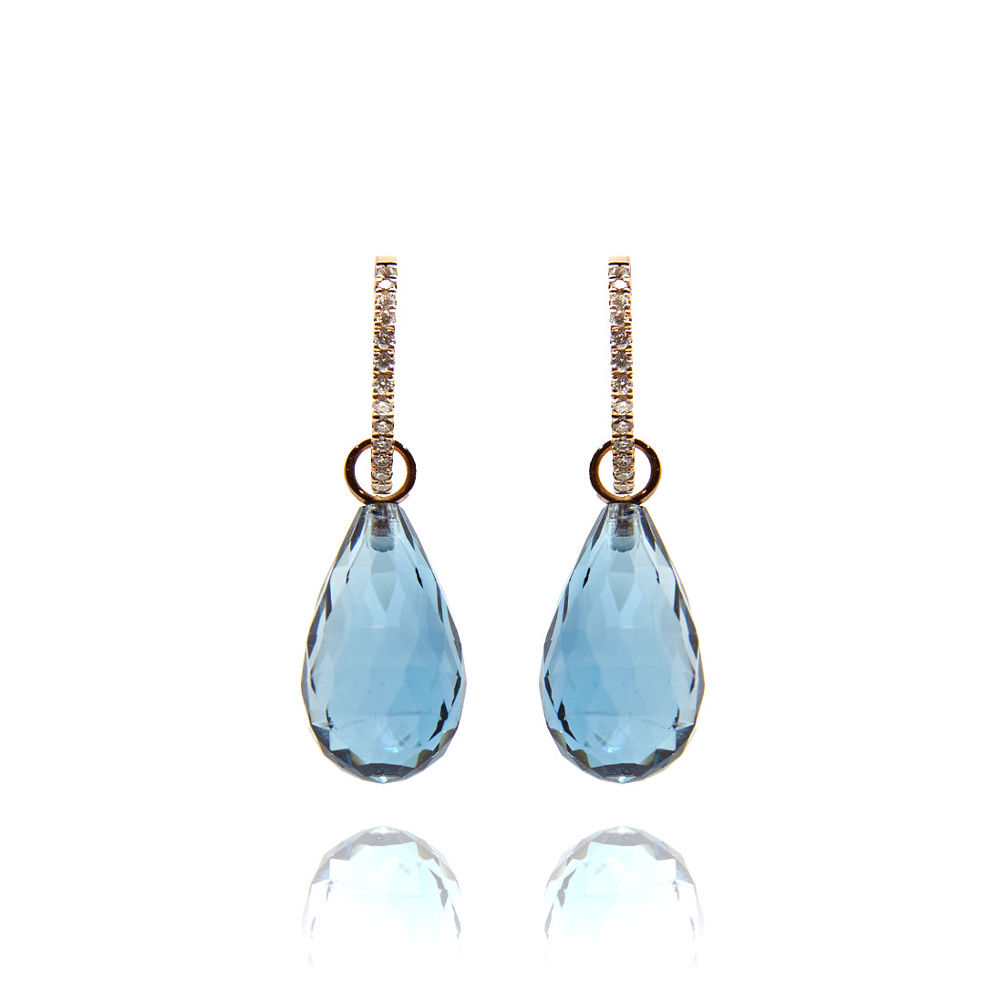 Rose gold earrings with diamond and London blue topaz