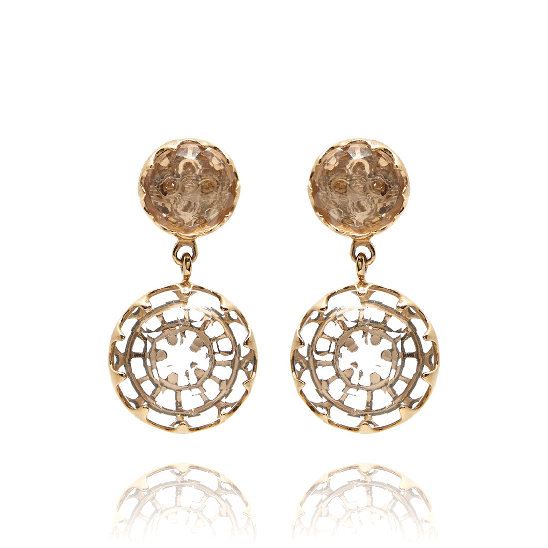 Rose gold earrings with rock crystal