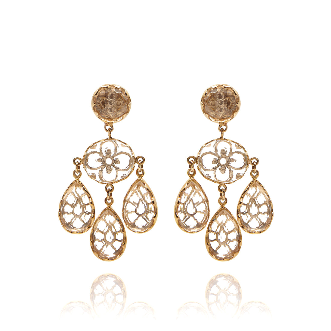 Rose gold earrings with rock crystal