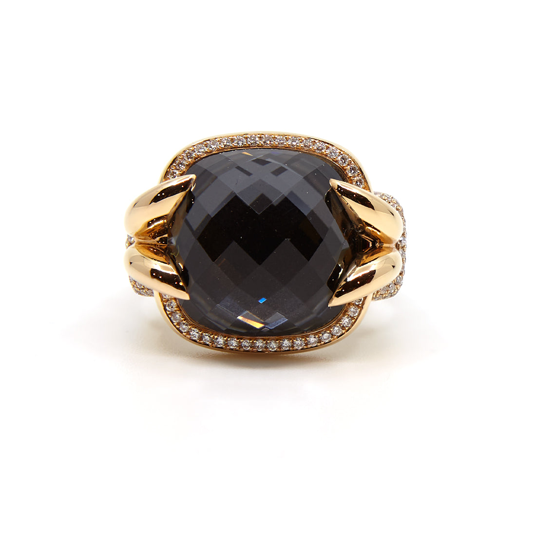 Rose gold ring with hematite and diamond
