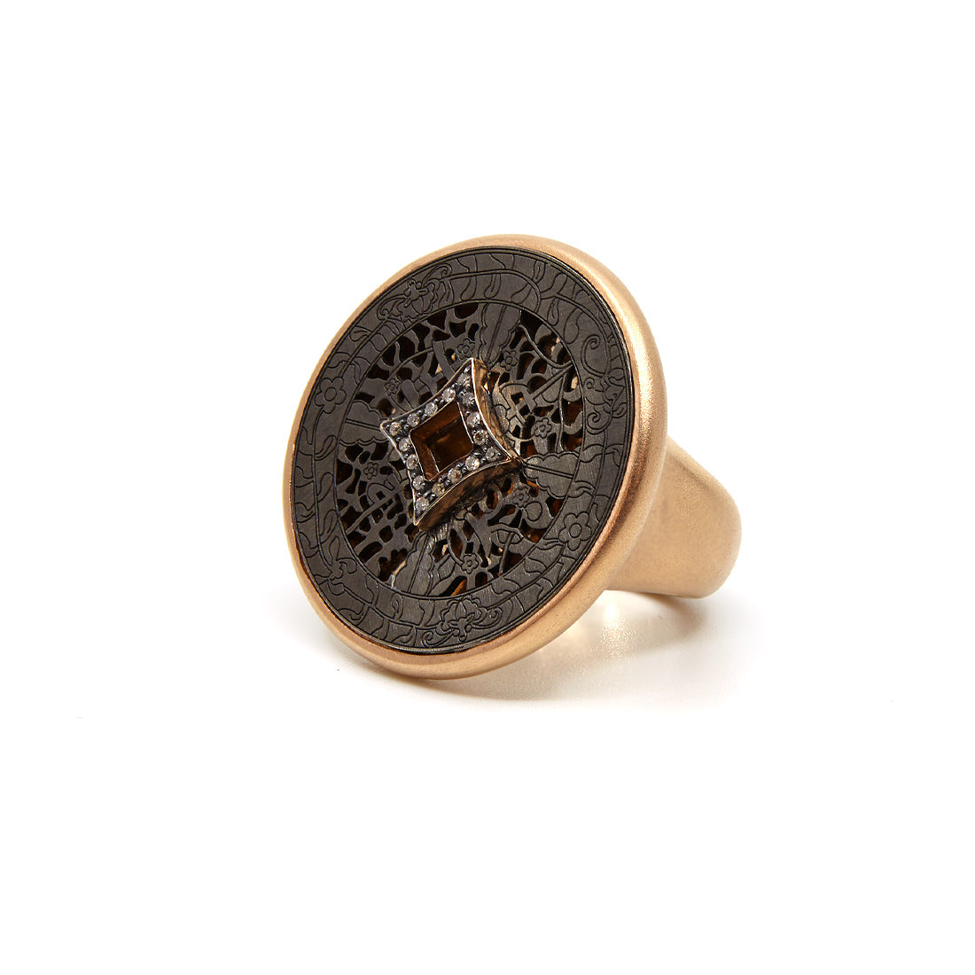 Roségouden ring met bruine diamant