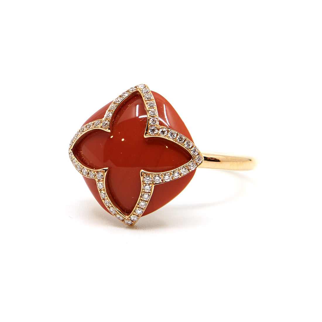 Rose gold ring with diamond and agate